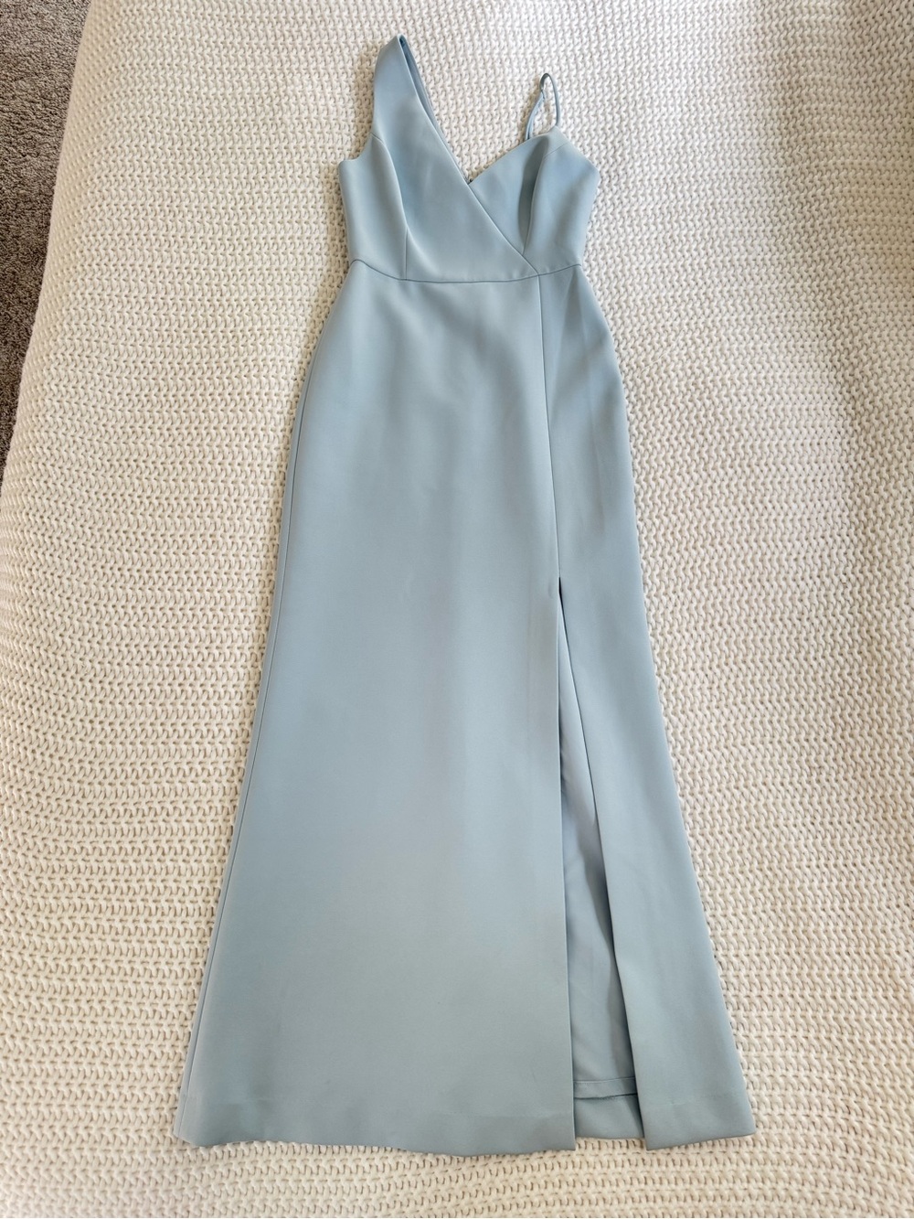 BCBGMaxAzria Pale Blue One-Shoulder Maxi Dress